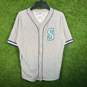 Seattle Mariners MLB Youth XL Gray Button Up Baseball Jersey GEN2